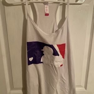 Women spaghetti strap tank top white with MLB logo 2XL